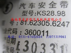 81.62305.6247,陜汽德龍不帶皮帶扣的三點式座椅安全帶,濟南尊龍(原天盛)陜汽配件銷售有限公司