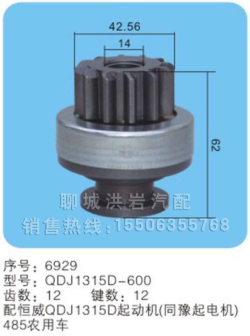 QDJ1315D-600,馬達(dá)齒輪,聊城市洪巖汽車電器有限公司