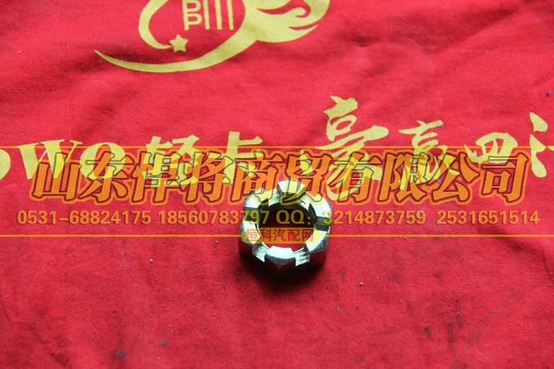 2402C-072,HOWO豪沃輕卡六角開槽扁螺母,山東悍將商貿(mào)有限公司