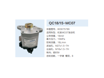 QC18/15-MC07,動力轉向齒輪泵,濟南泉達汽配有限公司