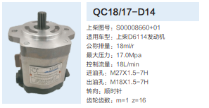 QC18/17-D14,動力轉(zhuǎn)向齒輪泵,濟(jì)南泉達(dá)汽配有限公司