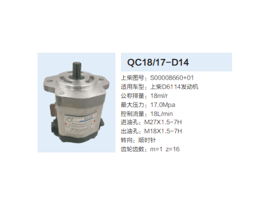 QC18/17-D14,動力轉(zhuǎn)向齒輪泵,濟(jì)南泉達(dá)汽配有限公司