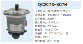 上柴912SC7H發(fā)動(dòng)機(jī)轉(zhuǎn)向泵助力泵齒輪泵液壓油泵/S00012807+02/01
