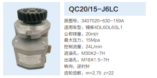 錫柴4DL.6DL.6SL發(fā)動(dòng)機(jī)轉(zhuǎn)向泵助力泵齒輪泵液壓油泵/QC20/15-L6LC