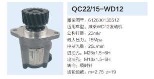 QC22/15-WD12,齒輪泵,濟南泉達汽配有限公司