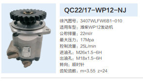 QC22/17-WP12-NJ,轉(zhuǎn)向助力泵,濟南泉達汽配有限公司