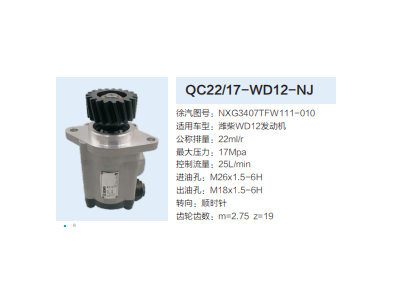 QC22/17-WD12-NJ,轉(zhuǎn)向助力泵,濟南泉達汽配有限公司