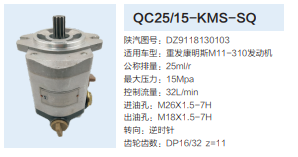陜汽重卡M11-310發(fā)動機轉(zhuǎn)向齒輪泵動力轉(zhuǎn)向泵液壓泵/DZ9118130103