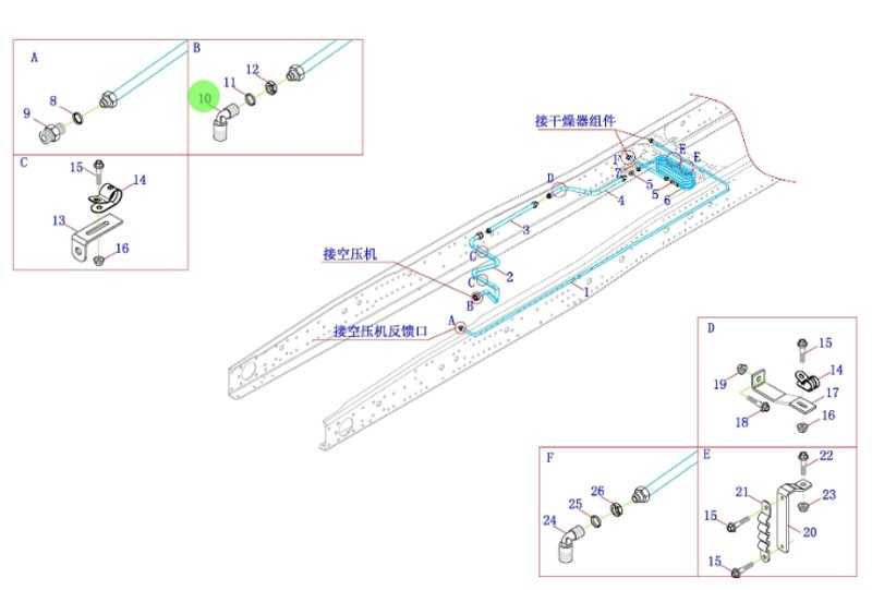 福田 Auman GTL  制動系統(tǒng) H4356106001A0  卡套式端直角接頭體/H4356106001A0  卡套式端直角接頭體