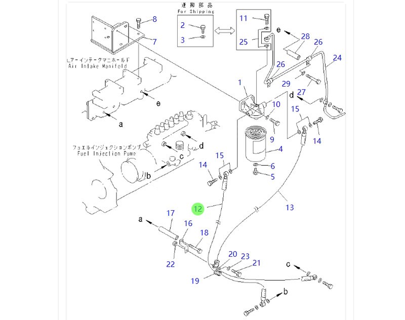KOMATSU小松推土機(jī) 動(dòng)力燃油系統(tǒng) 07271-01485 燃油濾清器軟管/07271-01485 燃油濾清器軟管