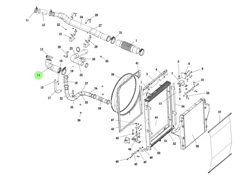 SHACMAN H3000  動力冷卻系統(tǒng)  DZ96259535064 中冷器出氣膠管/DZ96259535064 中冷器出氣膠管