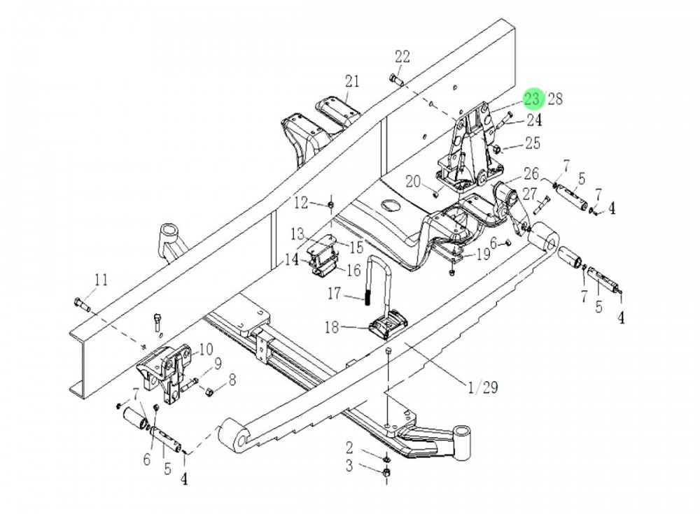 WG9925520202 前簧右后支架,Front spring right rear bracket,濟(jì)南向前汽車配件有限公司