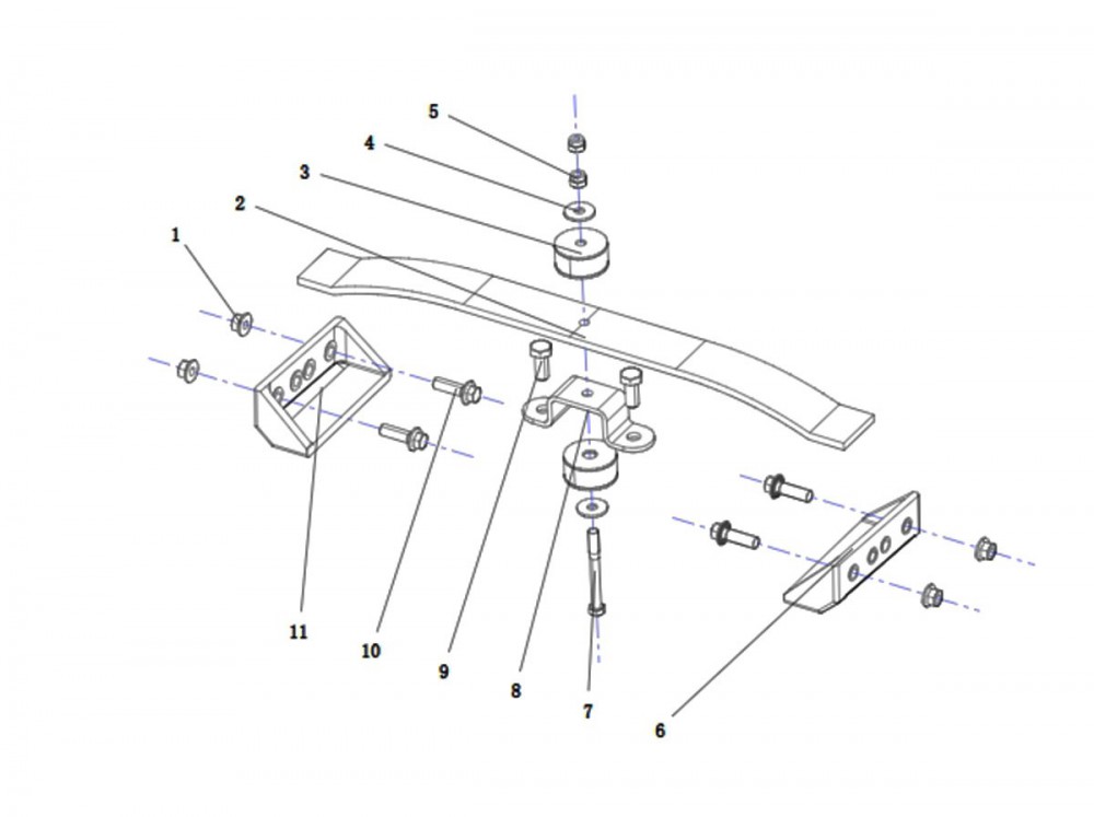 SHACMAN H3000S 傳動(dòng)變速箱懸置系統(tǒng) DZ96259590072 板簧橫梁/DZ96259590072 板簧橫梁