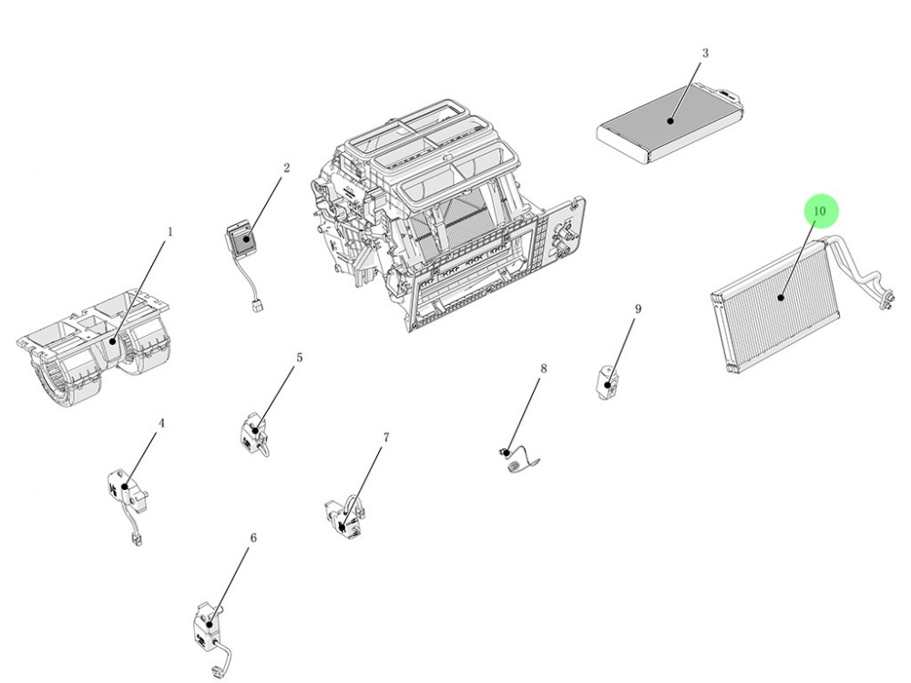 DZ14251841101 蒸發(fā)器芯體總成,Evaporator core body,濟(jì)南向前汽車配件有限公司