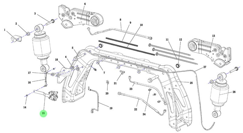 DZ15221440238 新高度閥/左后/雙接頭,New height valve - left rear - double joint,濟(jì)南向前汽車配件有限公司