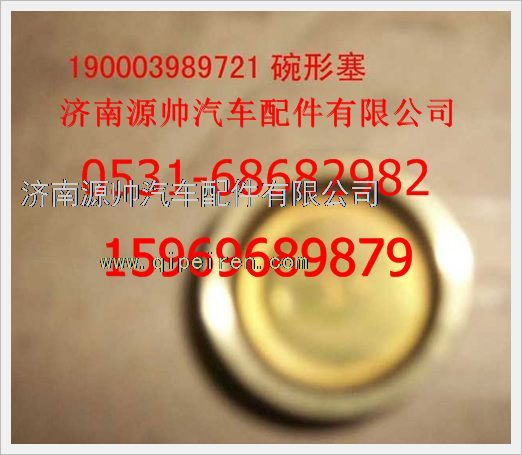 190003989721,重汽豪沃碗形塞片黃銅190003989721,濟南源帥汽車配件有限公司