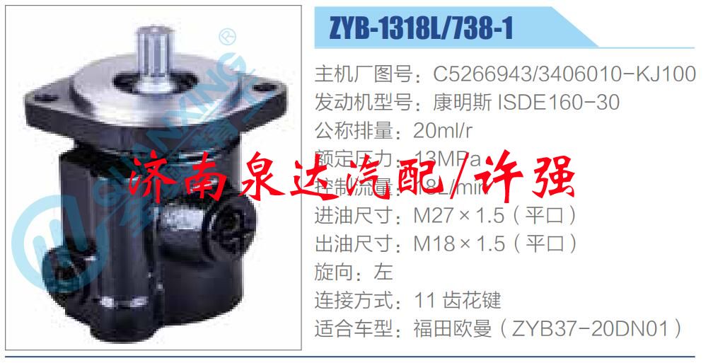 轉(zhuǎn)向液壓油泵總成/轉(zhuǎn)向泵總成/助力泵總成/C5266943，3406010-KJ100